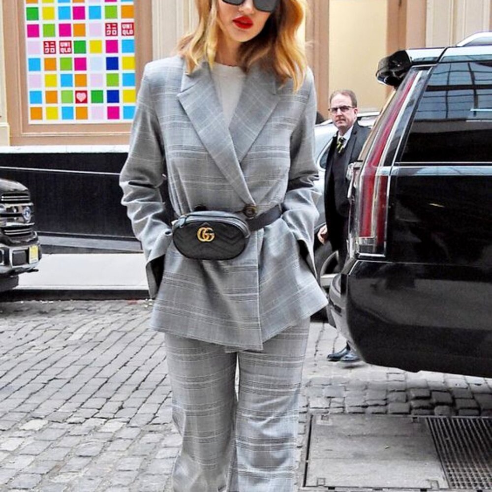 NEW GUCCI GG Marmont Matelasse Chevron Heart Black Leather Belt Bag Sz 85 cm - Picture 11 of 16